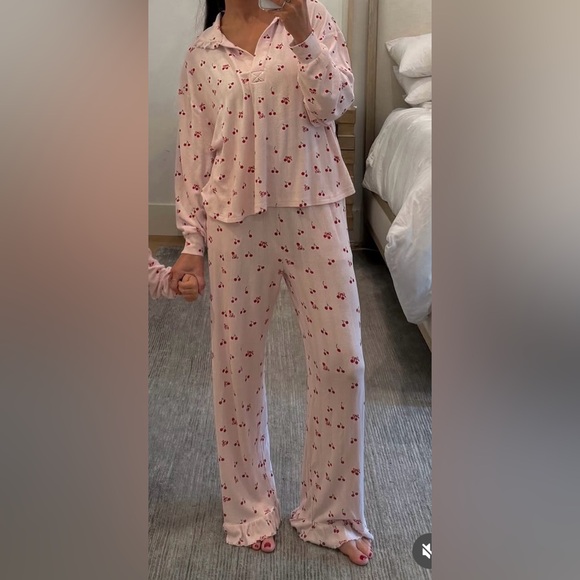 Women's Cherry Pointelle Ruffle Set - Picture 5 of 5